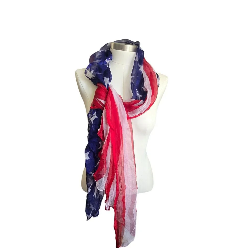 American Flag Scarf Lightweight Patriotic With Stars & Stripes Design CM2008
